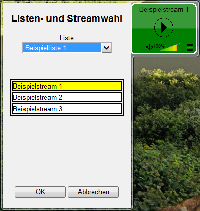 Listen- und Streamwahl