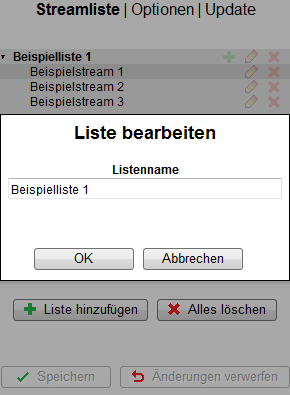 Liste bearbeiten